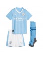 Otroški Nogometna dresi replika Manchester City Erling Haaland #9 Domači 2023-24 Kratek rokav (+ hlače)